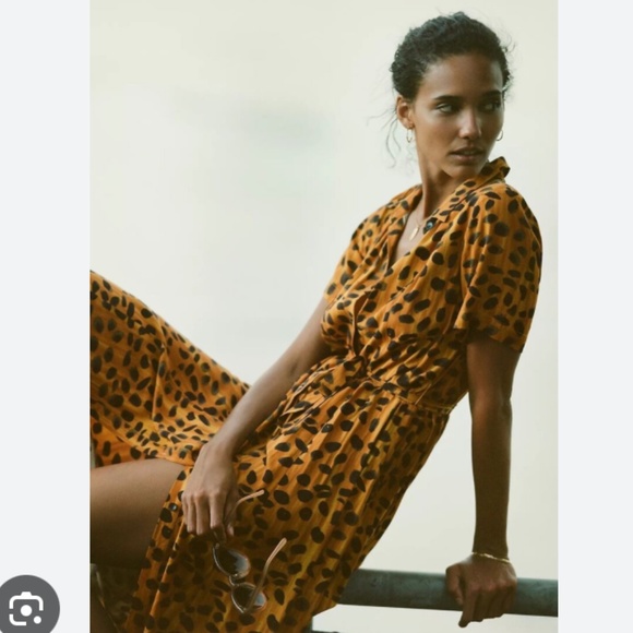 Vianne Maxi Shirtdress Cheetah Leopard Animal Cat Print Art Cottage Maxi Dress - Picture 9 of 9